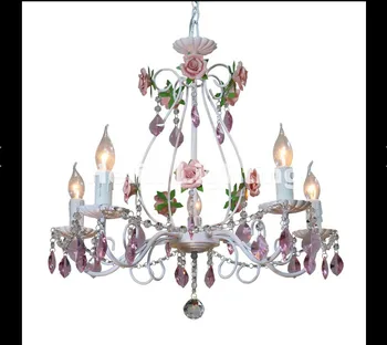 

Newly Decorative Modern White European Chandelier lamp Lustre Light 3L/5L/8L Pink Rose Flower Light Fixture E14 Decoration Lamp