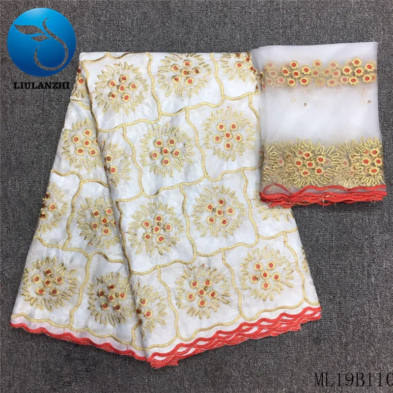 

LIULANZHI Bazin african fabrics High quality cotton geterzn fabric with stones 7yards embroidery bazin riche fabric ML19B110