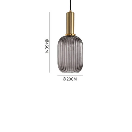 20cmx45cm Smoke gray Современные подвесные светильники из железного стекла, лампа для скандинавского украшения дома, освещение для гостиной, спальни, чердака, столовой, подвесной светильник - Цвет корпуса: 20cmx45cm Smoke gray