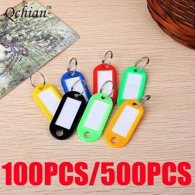 

100pcs 500pcs Blank Crystal Rectangle Keychains luggage tag Insert Photo Keyrings key card number Plastic Key chains