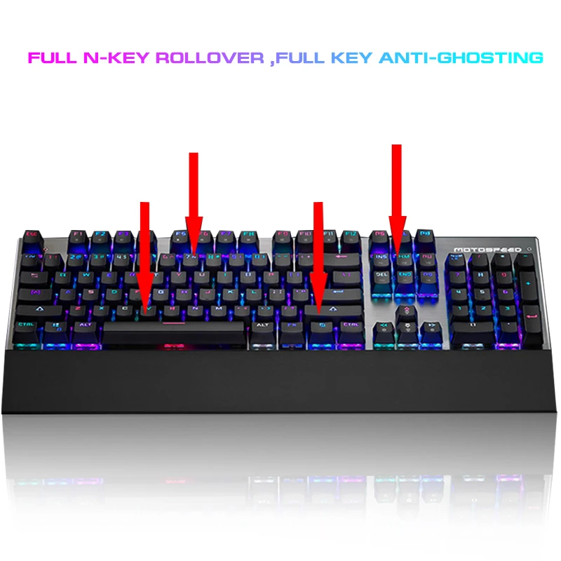Teclas com Fio Teclado a Laser com o Resto da Mão para Computador Motovelocidade Gaming Teclado Mecânico 104 Rgb Backlit Portátil Computador Gamer Ck108 - Imagem 4