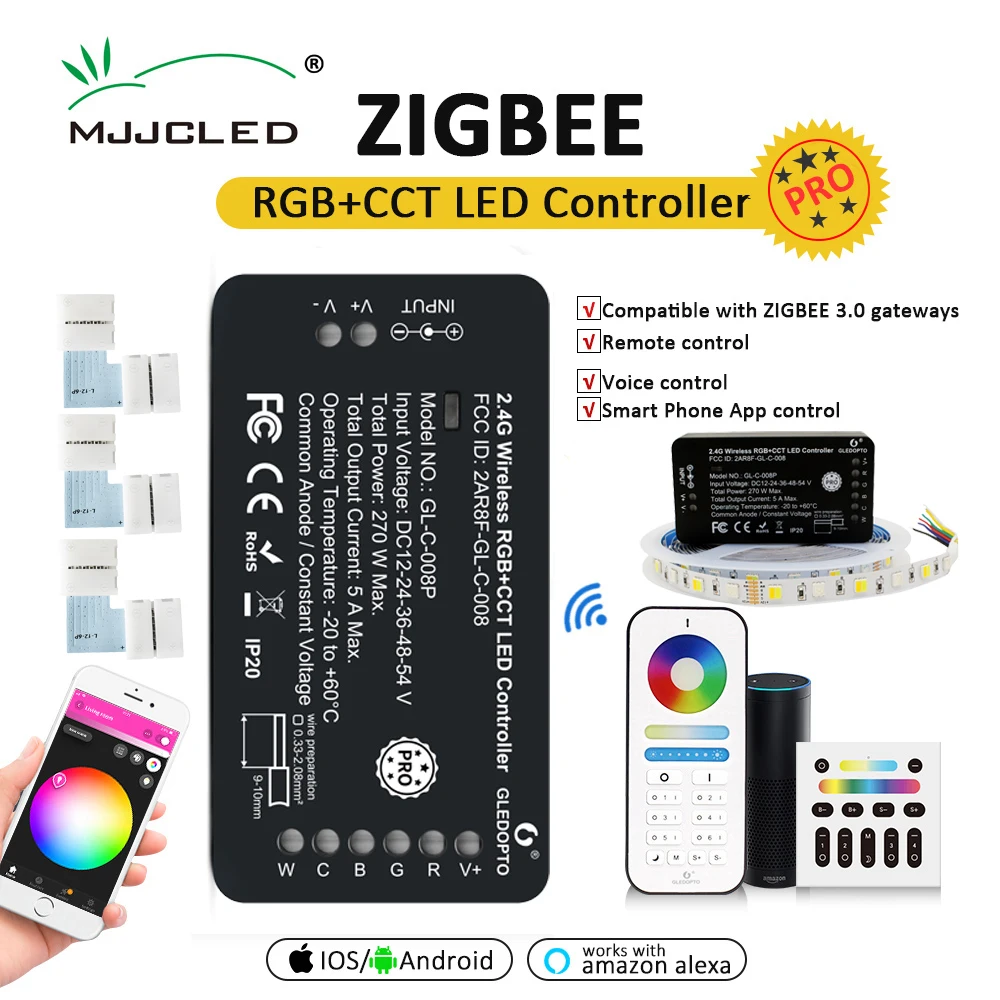 Светодиодная лента OPTO Pro Zigbee LED RGBCCT 12 в пост. Тока 24 В 2 4 г | Лампы и освещение