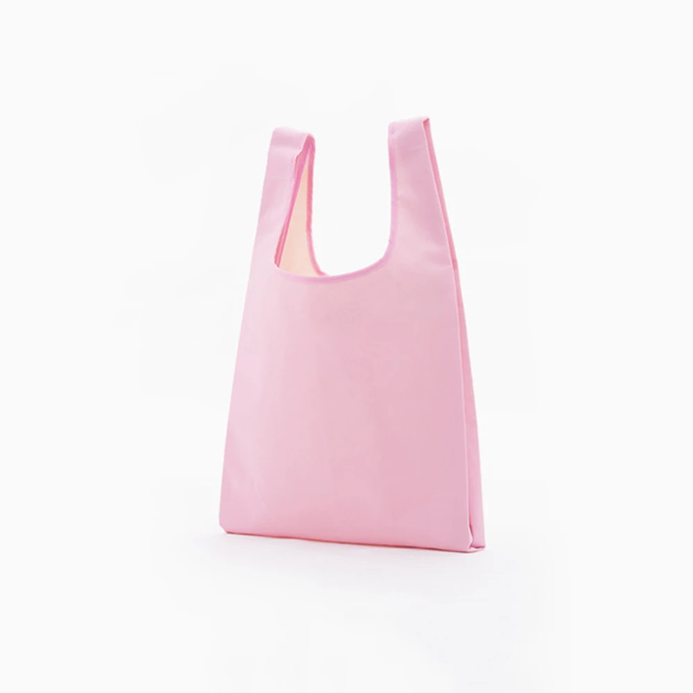Карманная квадратная хозяйственная сумка Экологичная Складная многоразовая Портативная сумка на плечо Водонепроницаемая нейлоновая сумка для путешествий продуктовые сумки - Цвет: Pink