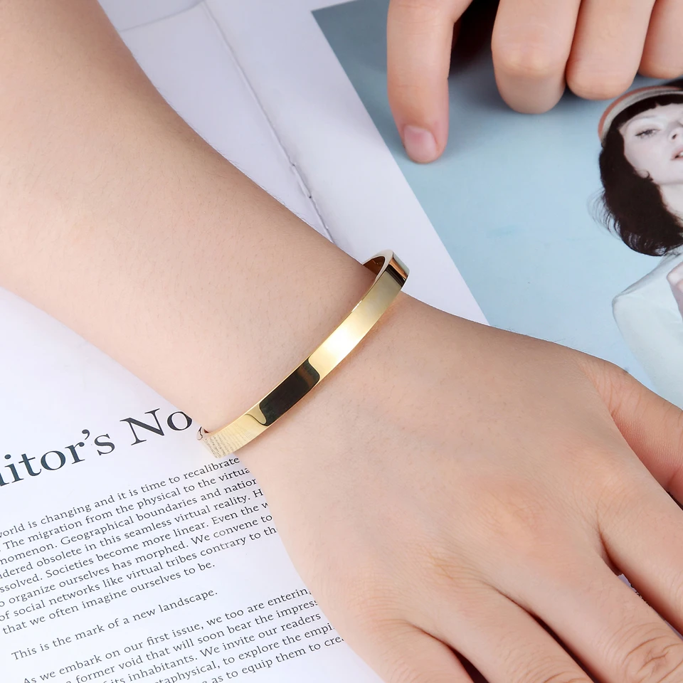 Stainless Steel Bracelet Hot Fashion Stainless Steel Jewelry Oval Bangle for Woman Child Charm Bracelet Party Love Wedding Brand Gift