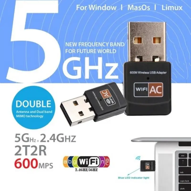 Двойной 600 Мбит/с 2,4G/5G Hz Беспроводная Lan Карта USB PC WiFi адаптер 802.11AC Mini 150m WiFi адаптер дропшиппинг
