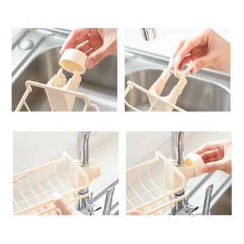 

Sponge Sink Storage Drain Rack ABS 22x12x16cm Home Bathroom Faucet Soap Hang Holder Bath Brush Hanging Rack