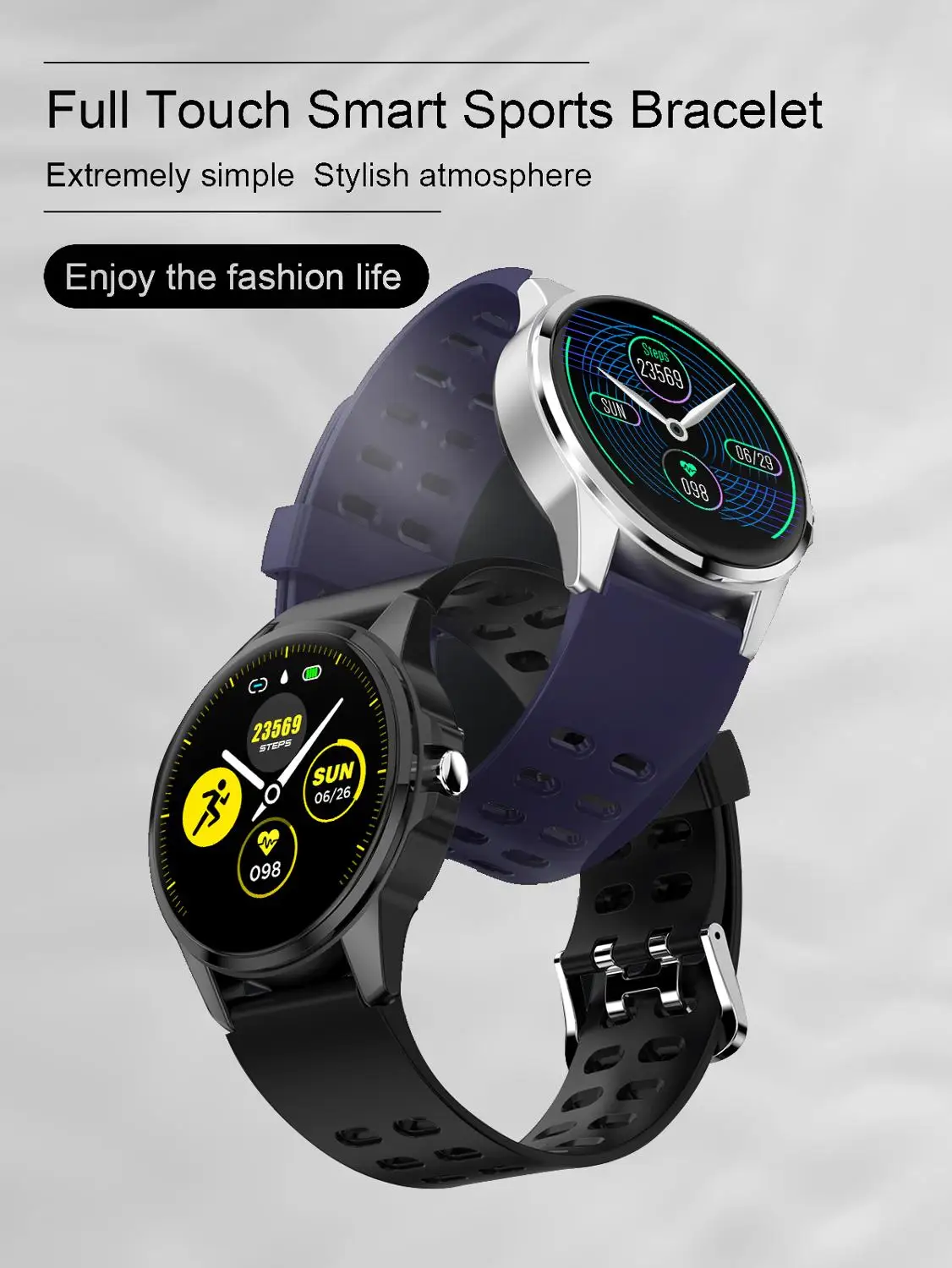

Full Touch Smart Watch Sports Bracelet IPS HD Smartband Monitor Blood Pressure Heart Rate Sleep Remote Camera Message Reminder