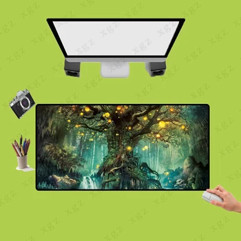 

XGZ Tree Lights Forest Fantasy Art Mouse Pad Super Size Thicken Non-fading Mat Non-slip Waterproof Rubber Table Mat