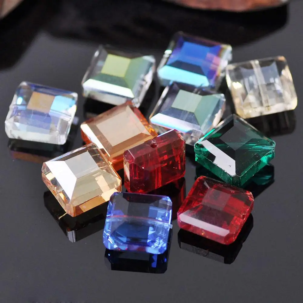 10pcs 13mm Square Faceted Cut Crystal Glass Loose Crafts Beads lot for DIY Jewelry Making faceted round square orgonite resin pendant mold crystals stones orgone silicone resin mold keychain jewelry making tool