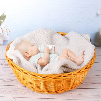 

Newborn Baby Photography Basket Props Round Basket Photos Studio Basket Small Baby Wicker Case Photo Pose Shooting Supply