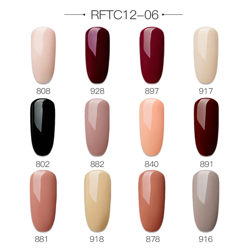 RFTC12-06 Розалинд набор гель-лаков для ногтей 12 шт./компл. Радуга блестящий гель маникюрный набор блеск акриловый Фрезер для ногтей cо шлифовальными комплект Лаки все для маникюра - Цвет: RFTC12-06