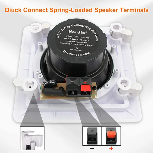 Altoparlanti Da Parete Herdio 5.25" Bluetooth - Audio 2 Vie Per Casa E Ufficio - Foto 5