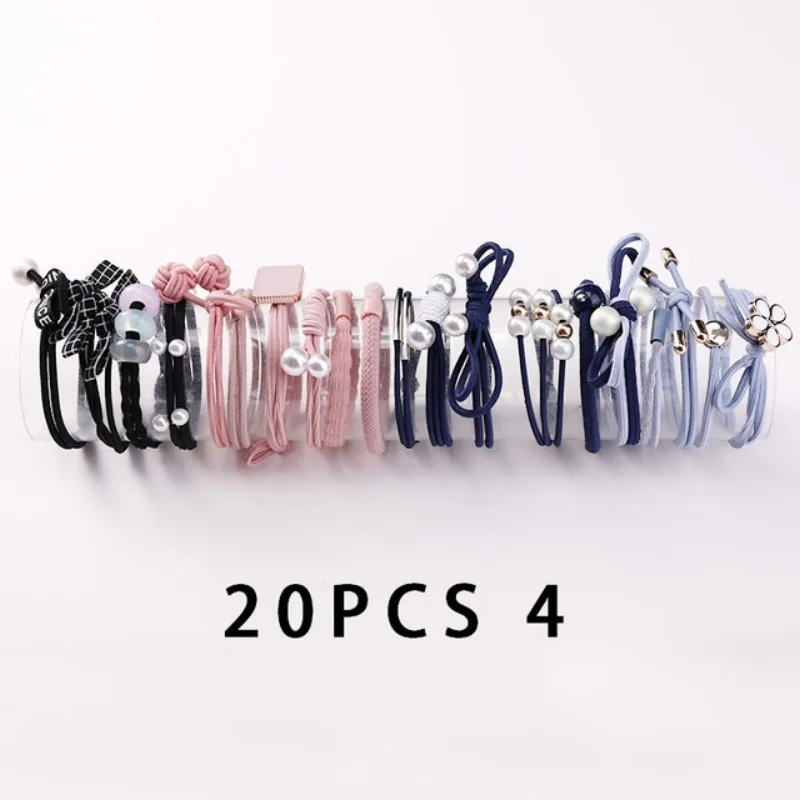 20/25 Pcs Scrunchies for Girls Hair Ties Pearl Elastic Hair Bands for Women Hair Holder Headbands Stretchy Hairbands Headwear - Цвет: 20 Pcs set 4