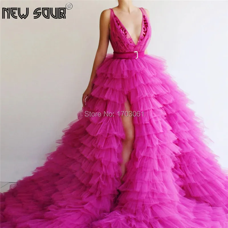 

Saudi Arabic Purple V Neck Formal Prom Dresses Robe De Soiree Sleeveless Turkish Islamic Evening Dress Dubai African Party Gowns