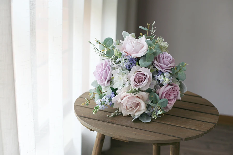 falso de rosas, peônia artificial para casamento em verão vintage e roxo