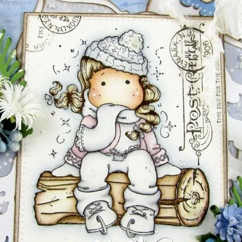 Yulan Girl Cartoon Pattern Stamp And Metal Die Scrapbooking Alphabet Embossing Craft Making Silicone Transparent Stamps | Дом и сад