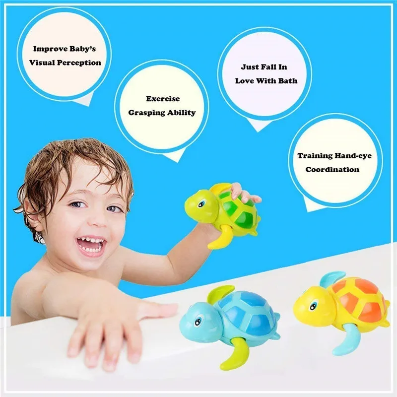 Детские игрушки для купания, плавательный бассейн, игрушка, милый Заводной черепаха, животное для малышей, набор игрушек для ванной для детей, мальчиков и девочек(3 цвета