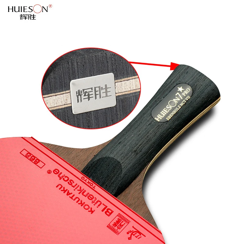 Huieson Table Tennis Racket Set 7 Star Professional Game Ping Pong Paddle Ebony Wood Long Handle Short Handle with Case 2 Ball (3)