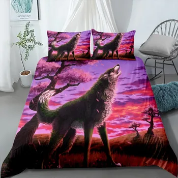 

3D Print Animals Bedding Sets Twin Full Queen King Size Wolf Duvet Cover Luxury Microfiber Bed Linen Set Pillow Sham 2/3 Piece