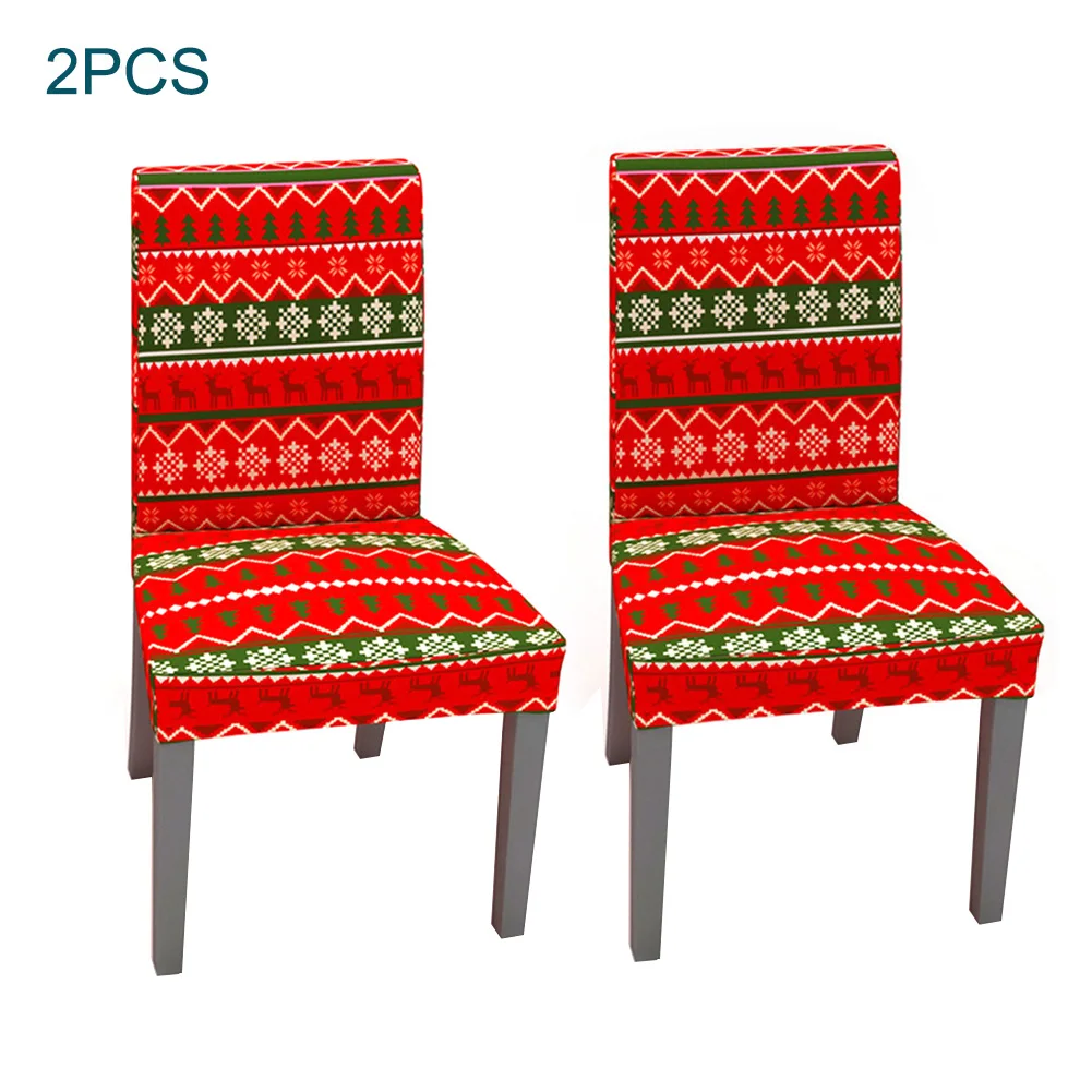 2 шт., рождественские чехлы на стулья, большие эластичные чехлы на стулья, рождественские тянущиеся чехлы на стулья с высокой спинкой для рождественского банкета, вечерние чехлы - Цвет: A3