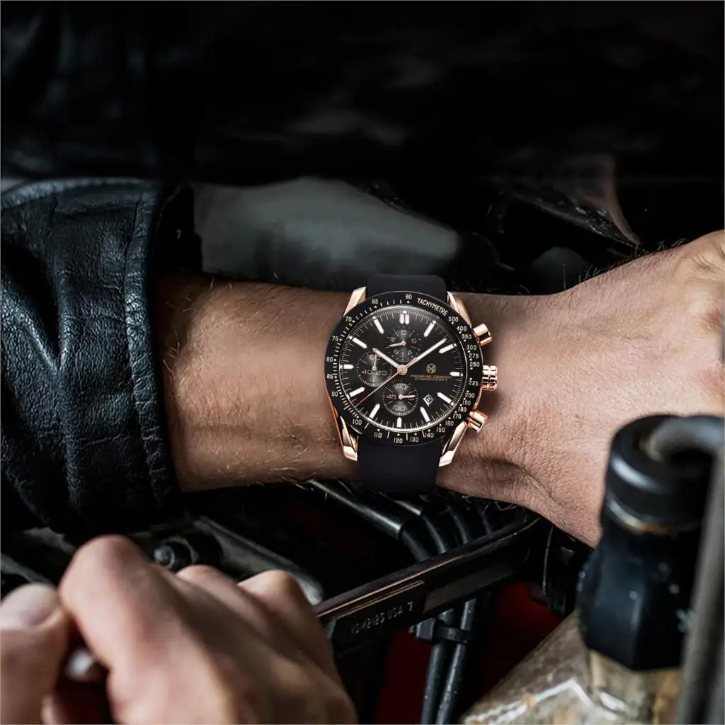 Pagrne Design 2021 New Men's Quartz Watch Rubber Wrist Strap Men's Waterproof Watch Luxury Brand Men's Sports Military Clock