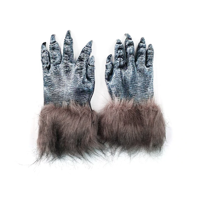 

1 Pair Halloween Gloves Werewolf Ghost Festival Hairy Beast Gloves Simulation Wolf Claw Adults Big Bad Wolf Fancy Dress Hands