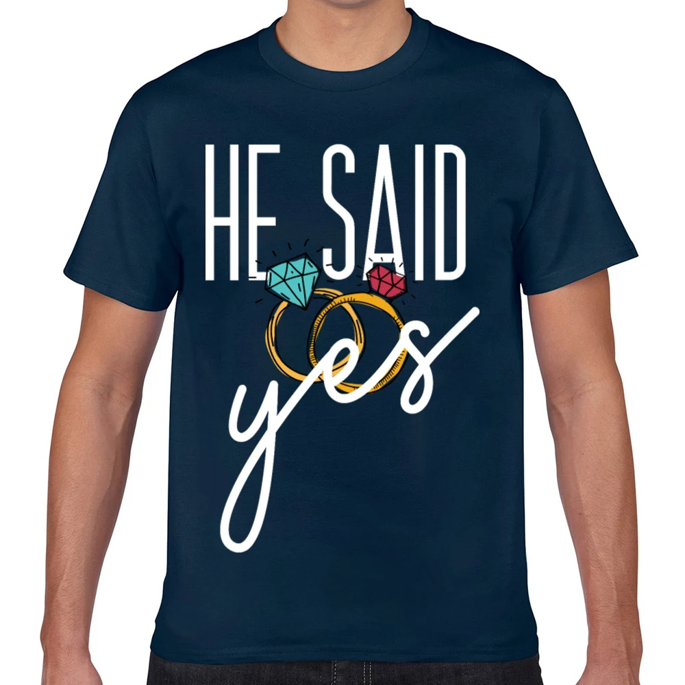 Футболка мужская хлопковая смешная с надписью he said yes | Мужская одежда