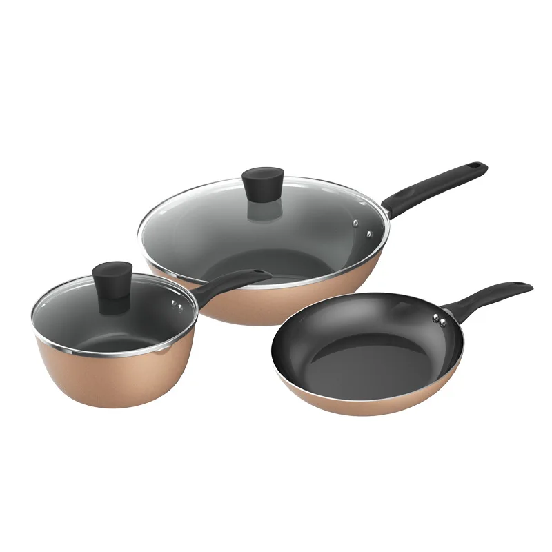 

3pcs Midea Stone-colored non-stick pot cookers meals focusing energy thicken the bottom easy to clean kitchen pot cookware set