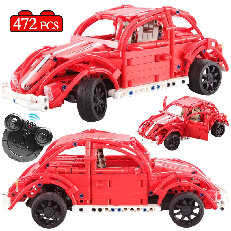 

472pcs RC Red Beetle Car Model Building Blocks Legoingly Technic DIY Creator Remote Control Bricks Toys For Kids