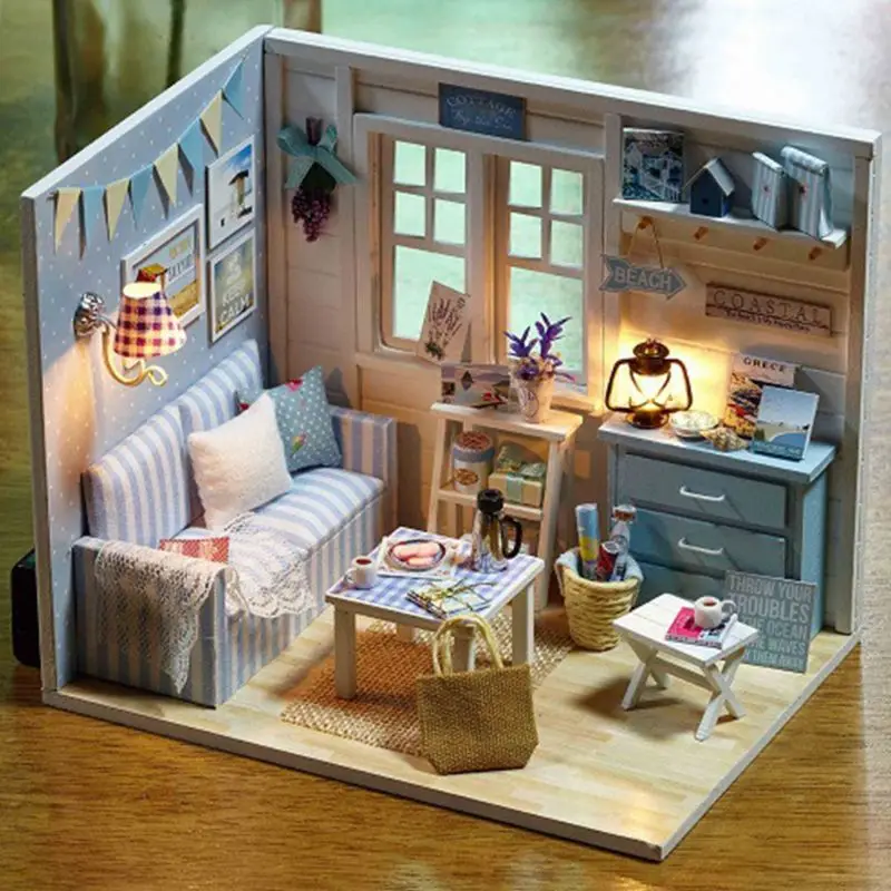 New Children Toys Manual DIY Cabin Assembled Model Sunshine Boys Girls Birthday Holiday Gifts