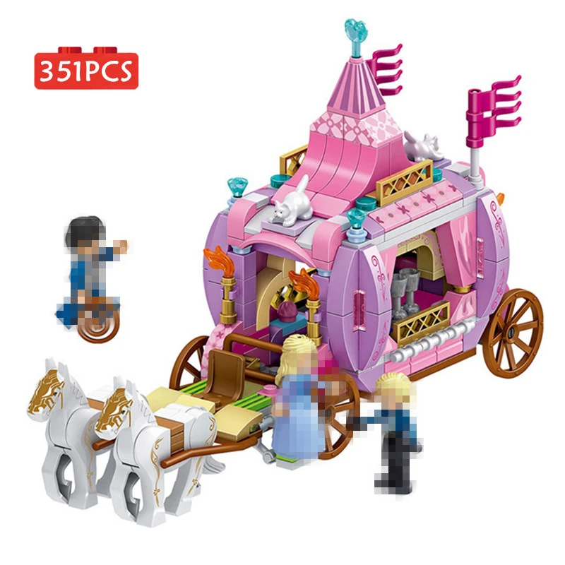 

351PCS New Cinderella Princess Royal Carriage Building Blocks Princess Figures Model Bricks Toys For Girls Children Kids Gifts