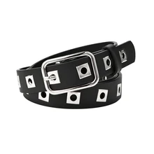 Women Pu Belt Hollow Gas Eye Buckle Waistband For Ladies New Designer Corset Girdle Alloy Pin Buckle Belts For Jeans Accessories