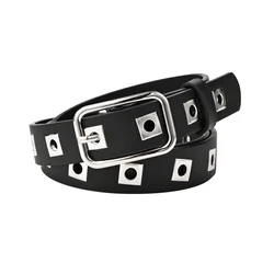Women Pu Belt Hollow Gas Eye Buckle Waistband For Ladies New Designer Corset Girdle Alloy Pin Buckle Belts For Jeans Accessories