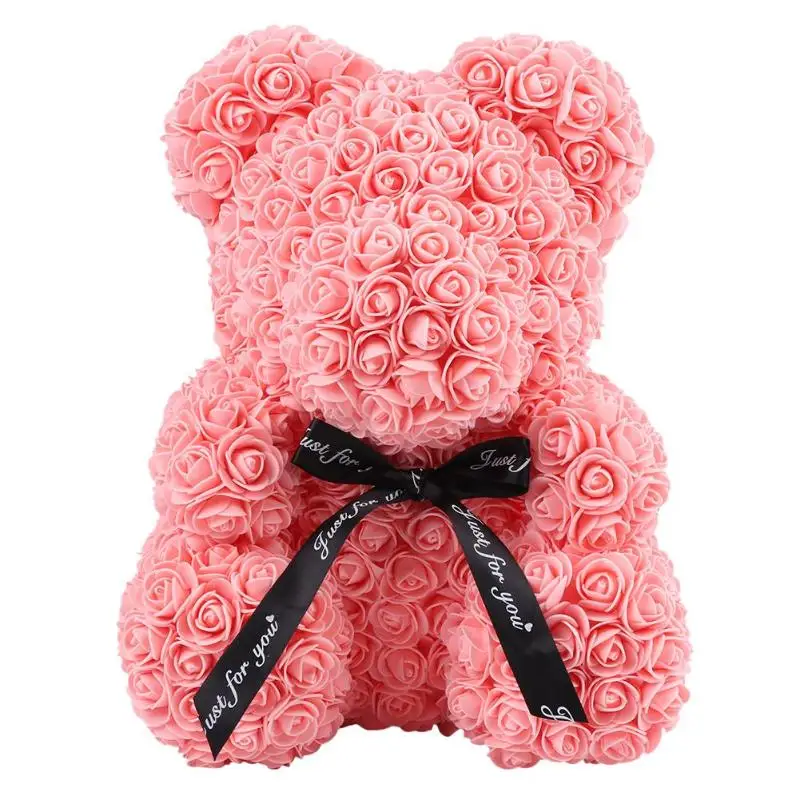 Прямая поставка 40 см розовый медведь сердце искусственный цветок Роза плюшевый медведь для женщин День Святого Валентина Свадьба День рождения Рождественский подарок