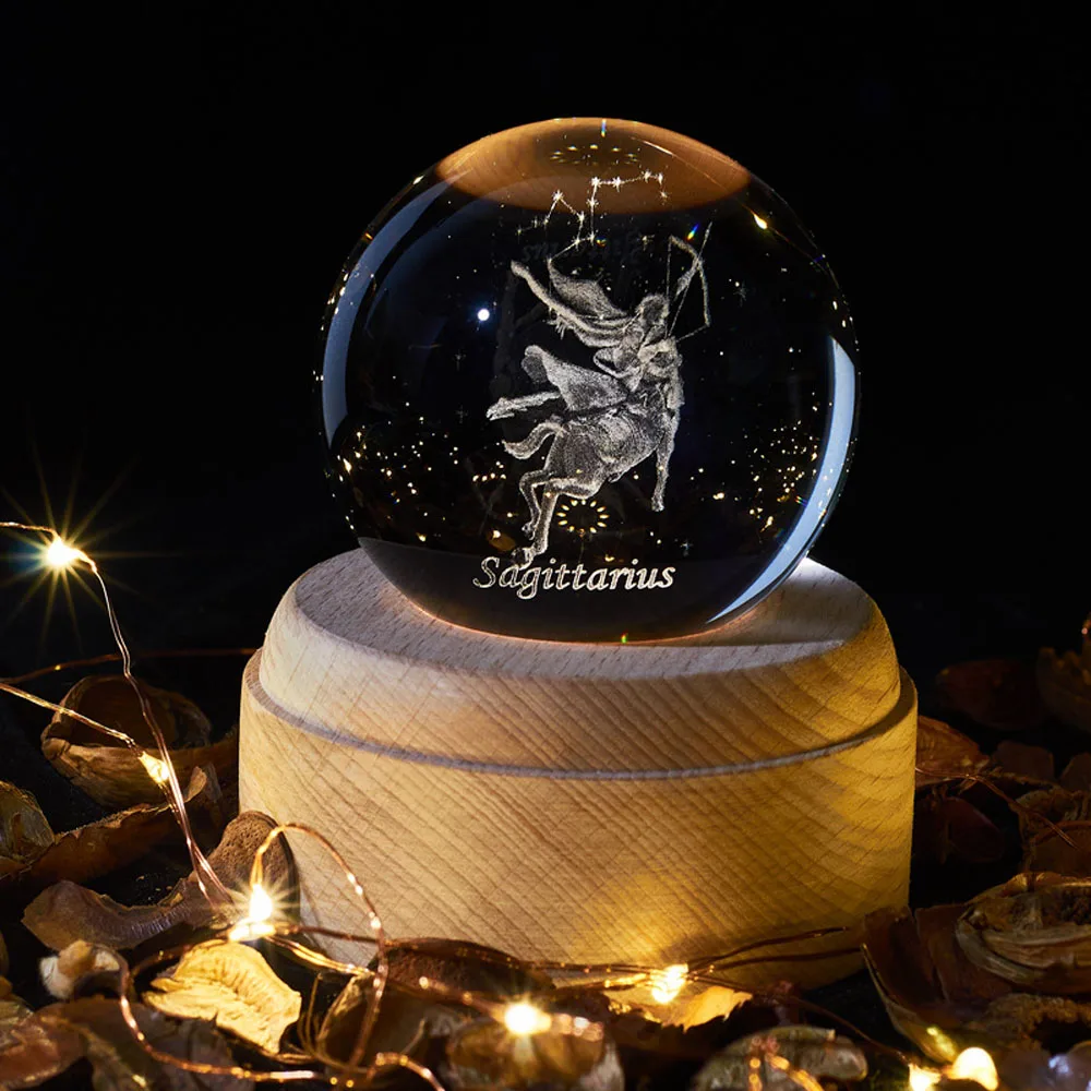 

12 Constellation Sagittarius 3D Ball Crystal Lamp Witcher christmas Party decorations Led Novidade Light For Home night lights