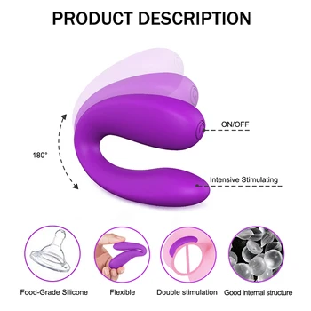 Portable Mini U Shape G-spot Anal Double-head Dildo Vibrator Sex Toy for Women Couple Clitoris Stimulator Vagina Pussy Massager 2