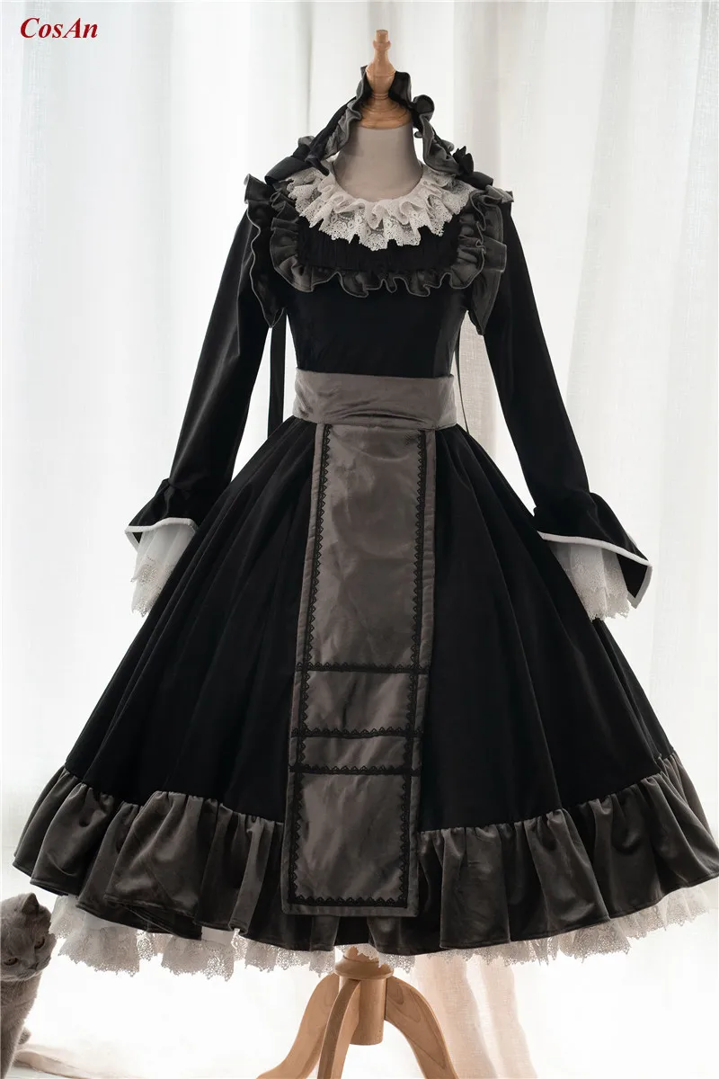 뜨거운 애니메이션 GOSICK Victorique 드 Blois 코스프레 의상 사랑스러운 검은 화려한 로리타 드레스 여성 역할 놀이 의류 맞춤 제작
