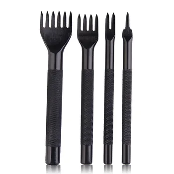 

4PCS Spacing Punch Tool For Leather Hole Punches Tool Lacing Stitching Sewing DIY Leather Craft Tools 1/2/4/6 Prong