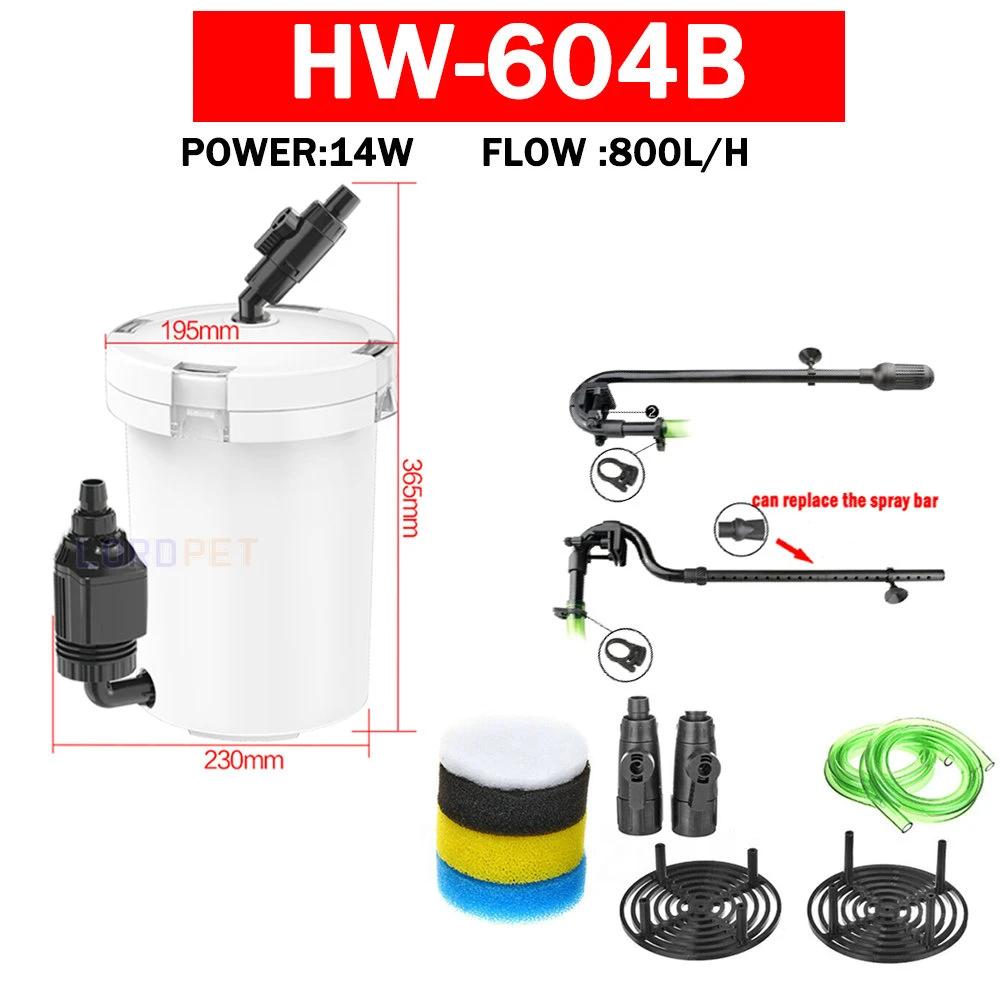 Sunsun 14w 800l/h внешний фильтр с 16 мм Входной выход мощное ведро Биохимический Губчатый Фильтр 604B 220v