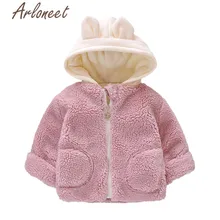 ARLONEET/пальто на молнии теплое зимнее плотное пальто для маленьких девочек верхняя одежда с капюшоном и карманами с мультяшными медвежьими ушками Новое Детское пальто хлопковая куртка для мальчиков