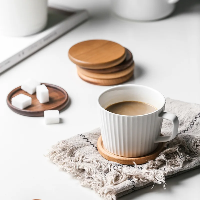 

1pcs Wooden Coaster Black Walnut Drinkware Dish Pad Insulated Solid Wood Teacup Beech Mat Table Decor Placemats Food Stor Tray