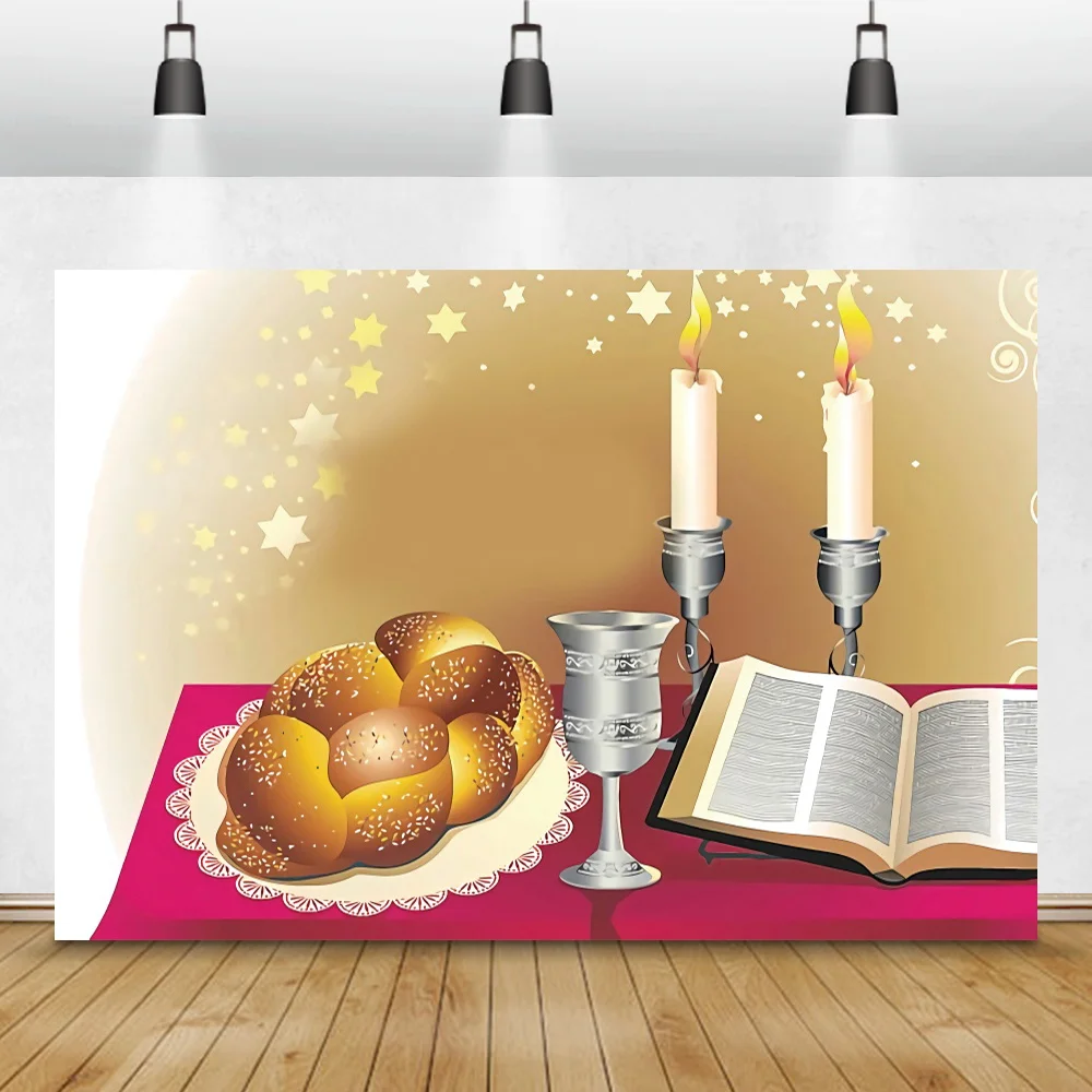 JewishPhotoBackdropSabbathBreadCandlePhotographyBackground