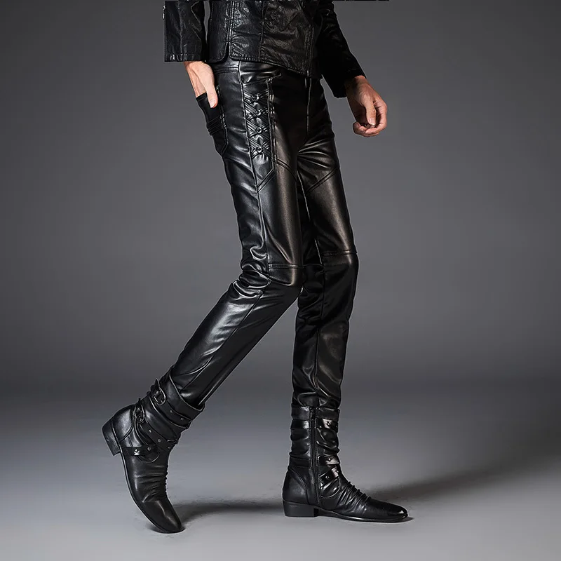 PU Faux Leather Pants For Men Brand 