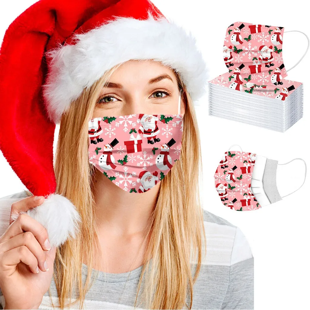 Santa Claus Snowman Masque 50/100Pc Christmas mascarilla Woman mascherine Balaclava cubrebocas Party Protection mascara gripe | Дом и сад