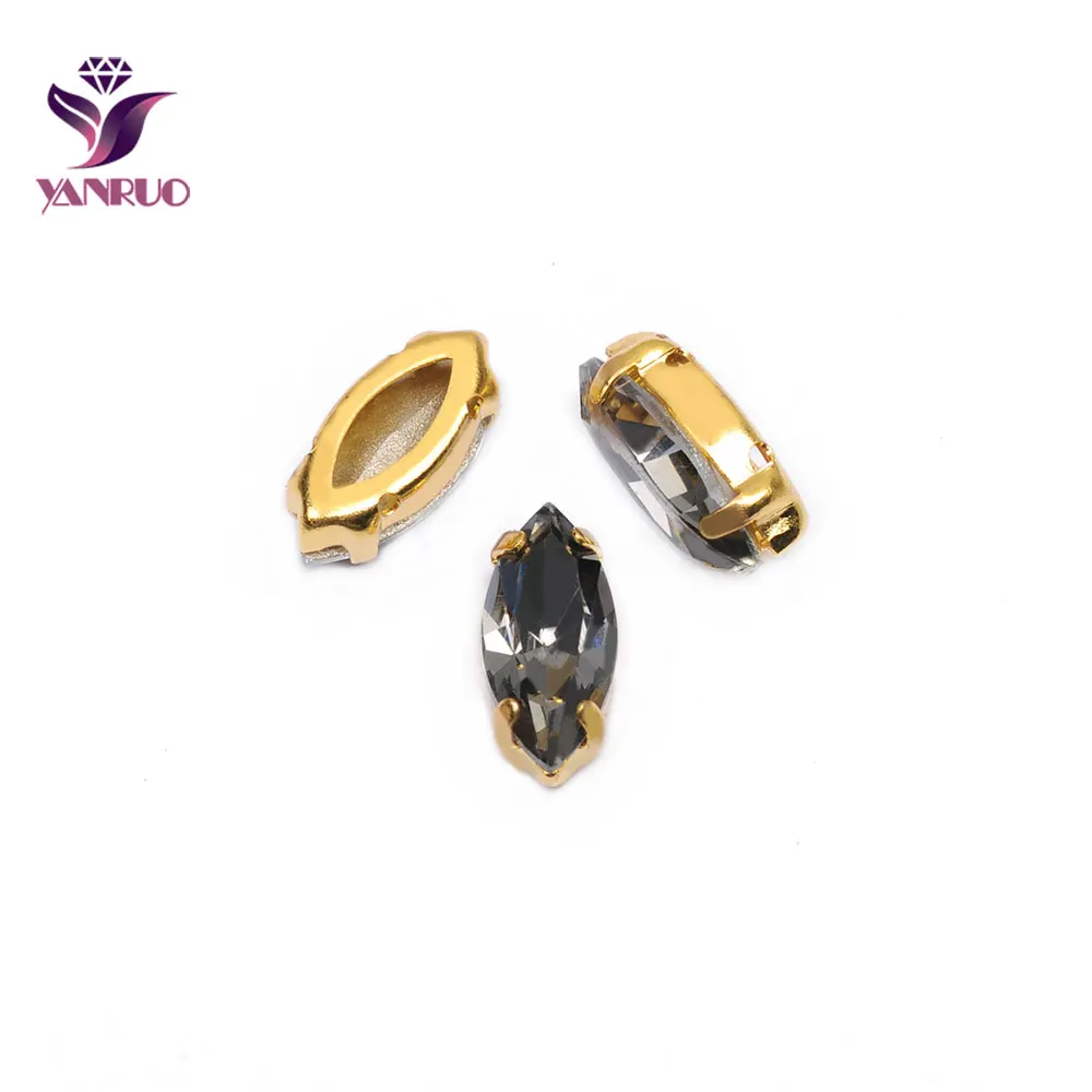 YANRUO, 4200, конский глаз, Необычные камни, золотой коготь, установка, основание, пьедестал, стекло для рукоделия, ювелирное изделие, швейные бусины, алмаз - Цвет: Black Diamond