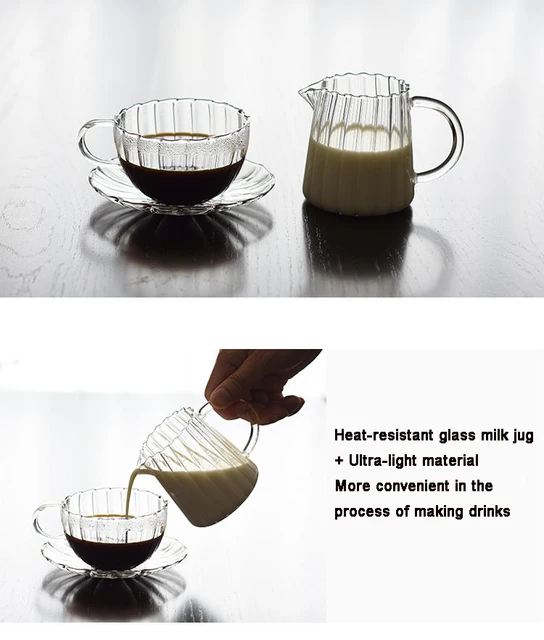 Japanese Simple Manual Stripe Small Milk Pot Heat-resistant Glass