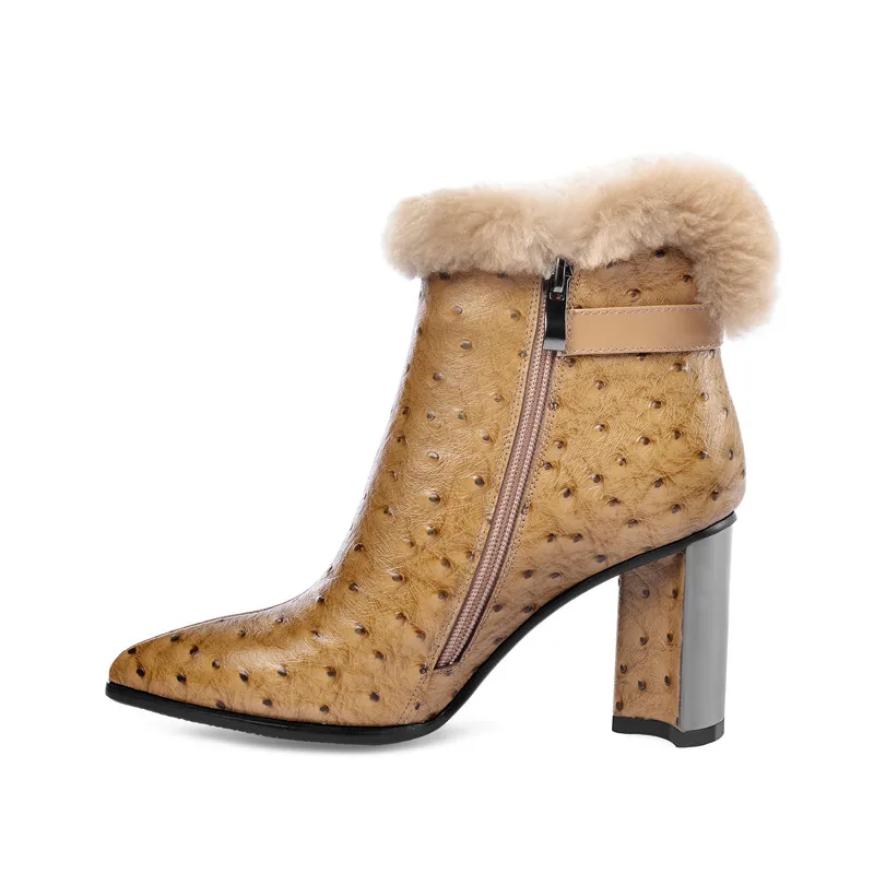FEDONAS/Элегантные зимние женские ботильоны из натуральной кожи на молнии; вечерние туфли для танцев; женские теплые ботинки «Челси» на высоком каблуке с пряжкой