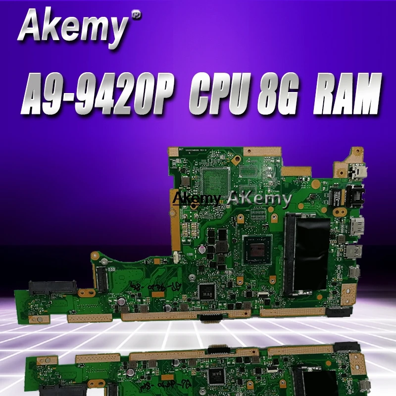 X505BA Motherboard For Asus K505B A580B X505BP Laptop motherboard X505BA Mainboard test OK A9-9420P CPU 8G RAM