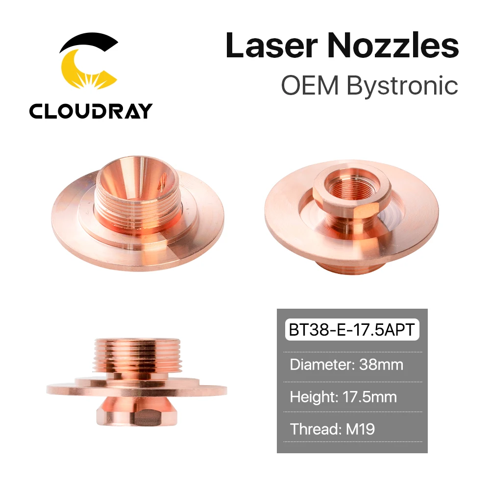 Адаптер для резки 3D Cloudray Bystronic E Type сопел D38 H17.5 M19 с круглым дном и одним слоем