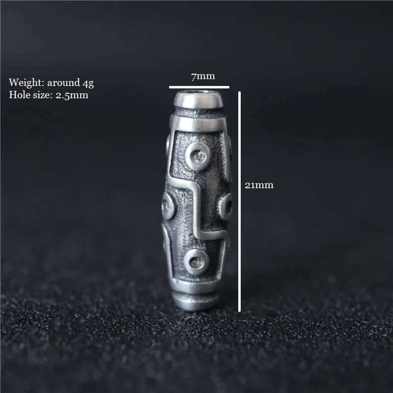 Kaufen 100% 925 silber 9 augen DZI Perlen Thai Silber Glück Symbol Tibetischen DZI Perlen Sterling Gute Luck Perlen DIY Schmuck erkenntnisse Perle